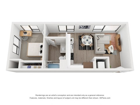 One bedroom floor plan  The Mansion_B7